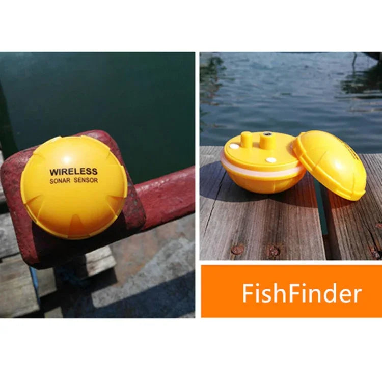 Detetor de Peixes Bluetooth Sensor Sonar 125KHz Localizador de Peixes 0,6-36m Profundidade Alarme para Telemóveis iOS & Android, Alcance de Operação: 0,6-36m