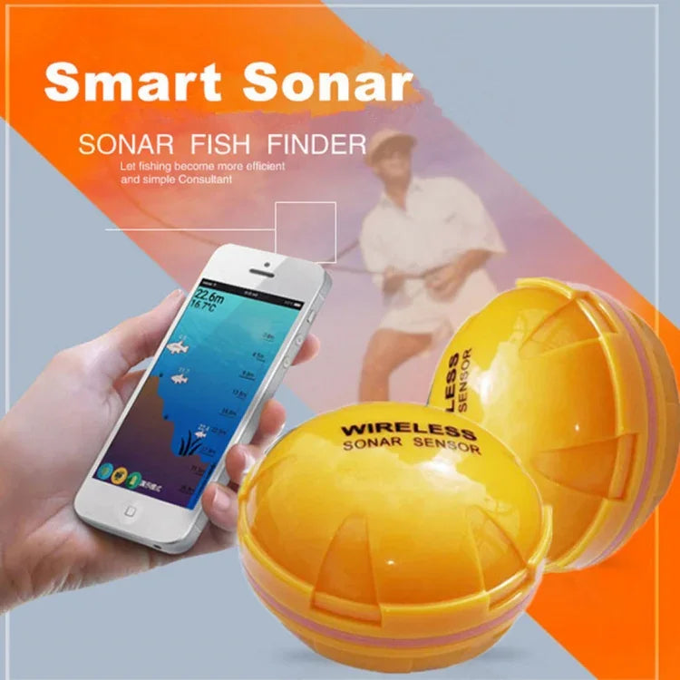 Detetor de Peixes Bluetooth Sensor Sonar 125KHz Localizador de Peixes 0,6-36m Profundidade Alarme para Telemóveis iOS & Android, Alcance de Operação: 0,6-36m