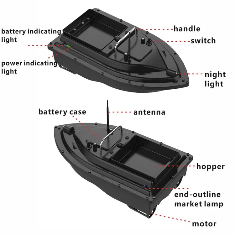 Barco de Isco RC Inteligente D16 com Capacidade de Carga de 2kg e Alcance de 500M, D16