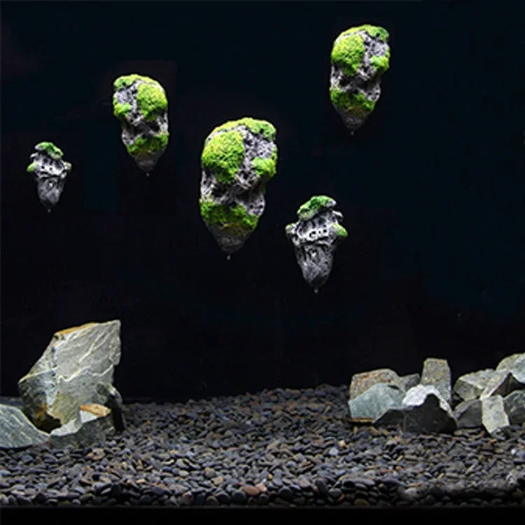 Decoração para Aquário Pedra Pomes Flutuante Suspensa Tanque de Peixes Artificial Musgo Acuarios Pedra Voadora Ornamento Aquático Paisagem, Tamanho Grande: 13,0 x 21,0cm, Pedra Flutuante Tamanho Grande: 13,0 x 21,0cm