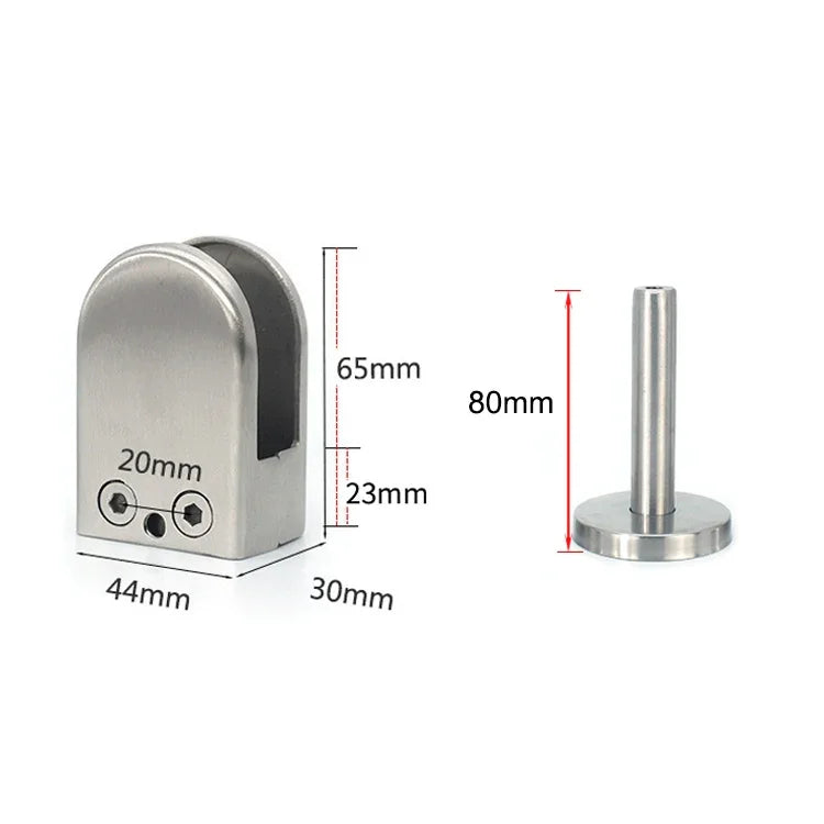 Clipe de fixação para haste de suporte de boca de peixe em vidro em aço inoxidável 201 com haste 14x80mm, Especificação: XL, XL, com haste 14x80mm