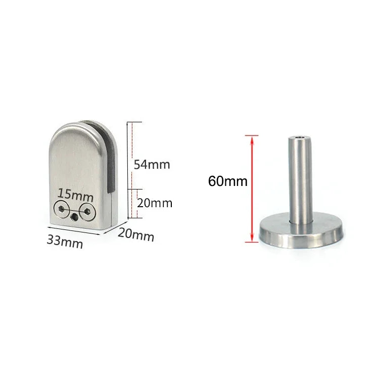 Clipe de fixação para haste de suporte de boca de peixe em vidro em aço inoxidável 201 com haste 14x60mm, Especificação: S, S, com haste 14x60mm
