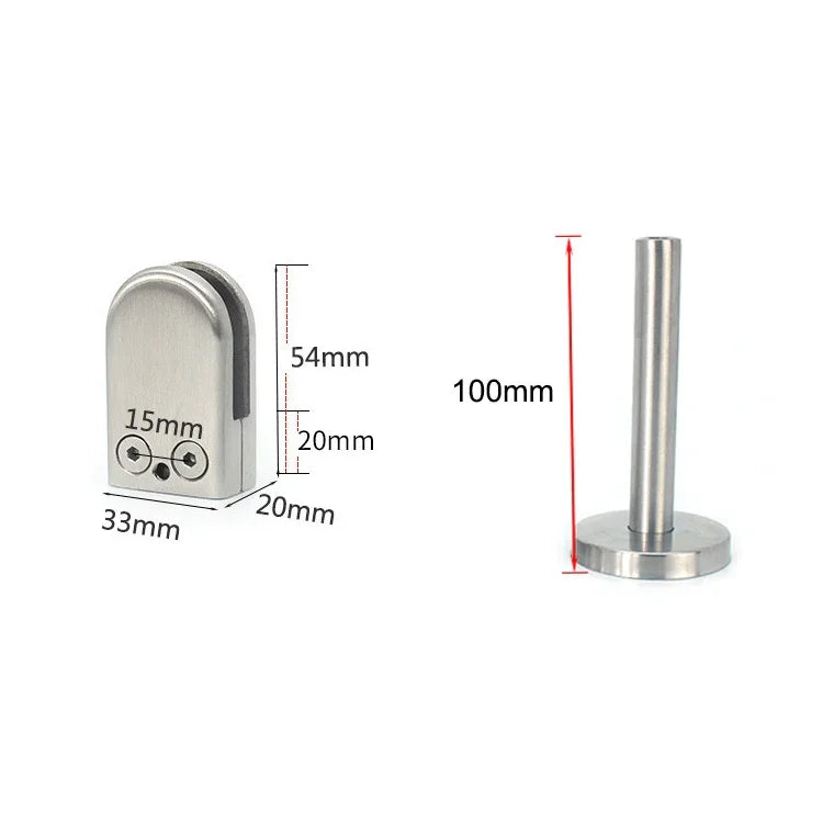 Clipe de Fixação para Vara de Suporte de Boca de Peixe em Vidro em Aço Inoxidável 201 com Vara 14x100mm, Especificação: S, S, com Vara 14x100mm