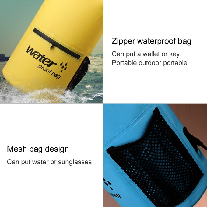 Mochila impermeável exterior com alças duplas, saco seco, saco de barril em PVC, capacidade: 20L, 20L
