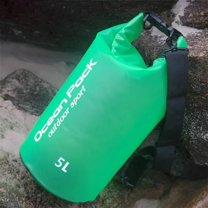 Saco seco impermeável exterior com alça única, saco de barril em PVC, capacidade: 5L, 5L