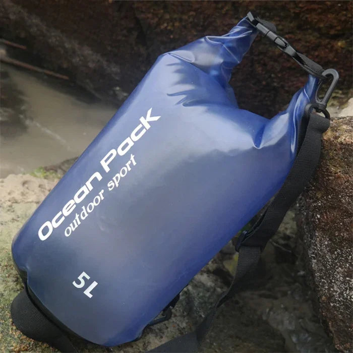 Saco seco impermeável exterior com alça única, saco de barril em PVC, capacidade: 5L, 5L