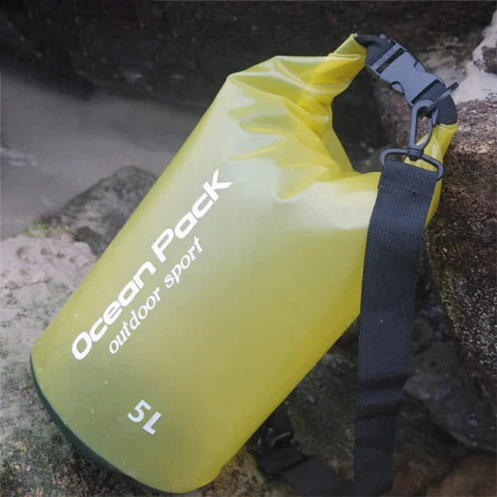 Saco seco impermeável exterior com alça única, saco de barril em PVC, capacidade: 5L, 5L