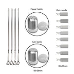 Conjunto de loiça para exterior 18 em 1, conjunto de ferramentas para camping, churrasco e piquenique com termómetro, 18 em 1, com termómetro