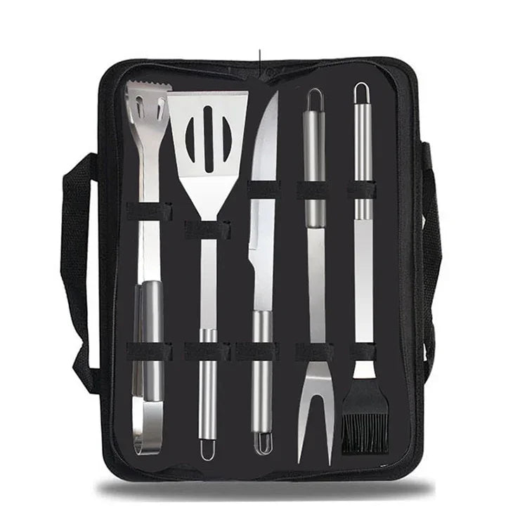 Conjunto de loiça para exterior 5 em 1, conjunto de ferramentas para camping, churrasco e piquenique, 5 em 1