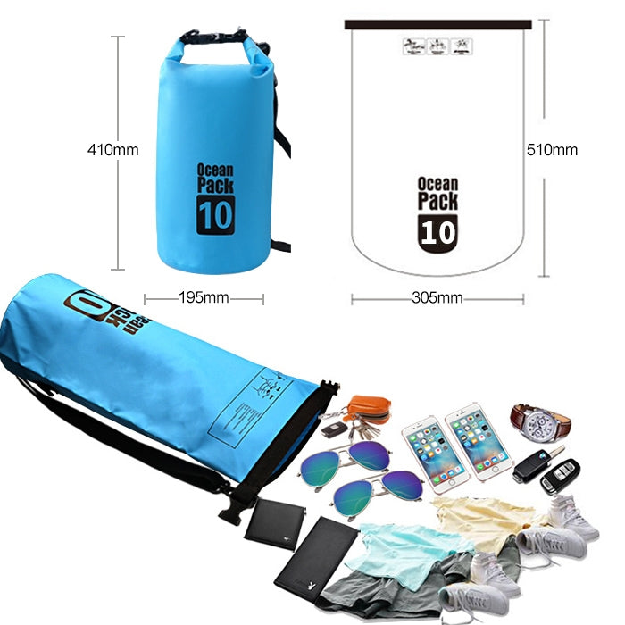 Outdoor Waterproof Single Shoulder Bag Dry Sack PVC Barrel Bag, Capacity: 10L, Capacity: 10L (Pink), Capacity: 10L (Dark Blue), Capacity: 10L (Orange), Capacity: 10L (Green), Capacity: 10L (Sky Blue), Capacity: 10L (Yellow), Capacity: 10L (Black)
