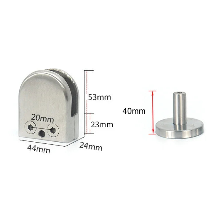 Clipe de fixação para haste de suporte de boca de peixe em vidro em aço inoxidável 201 com haste 14x40mm, Especificação: M, M, com haste 14x40mm