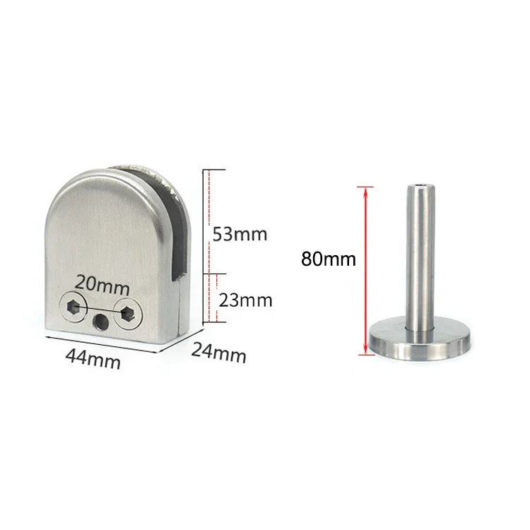 Clipe de fixação para haste de suporte de boca de peixe em vidro em aço inoxidável 201 com haste 14x80mm, Especificação: M, M, com haste 14x80mm