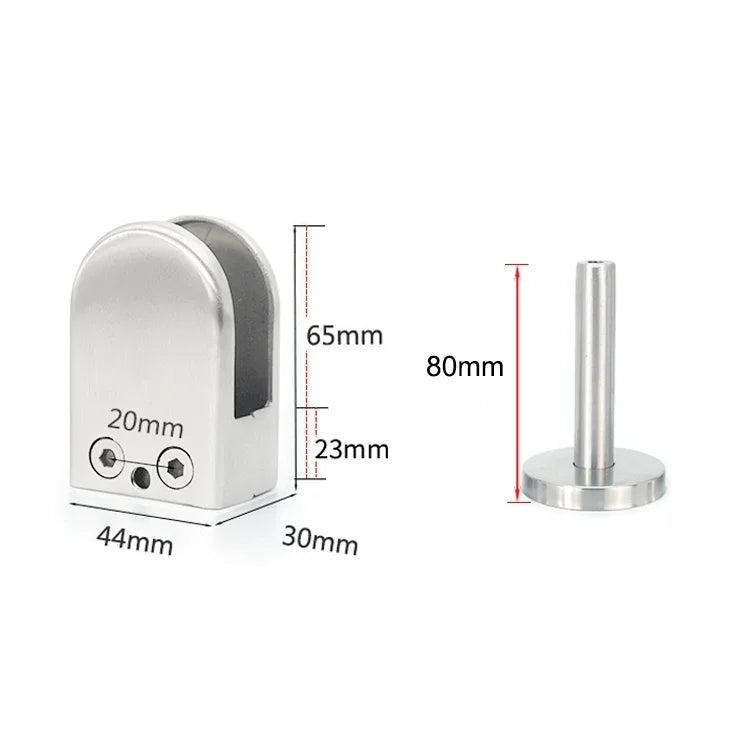Clipe de fixação para haste de suporte de boca de peixe em vidro em aço inoxidável 304 com haste 14x80mm, Especificação: XL, XL, com haste 14x80mm