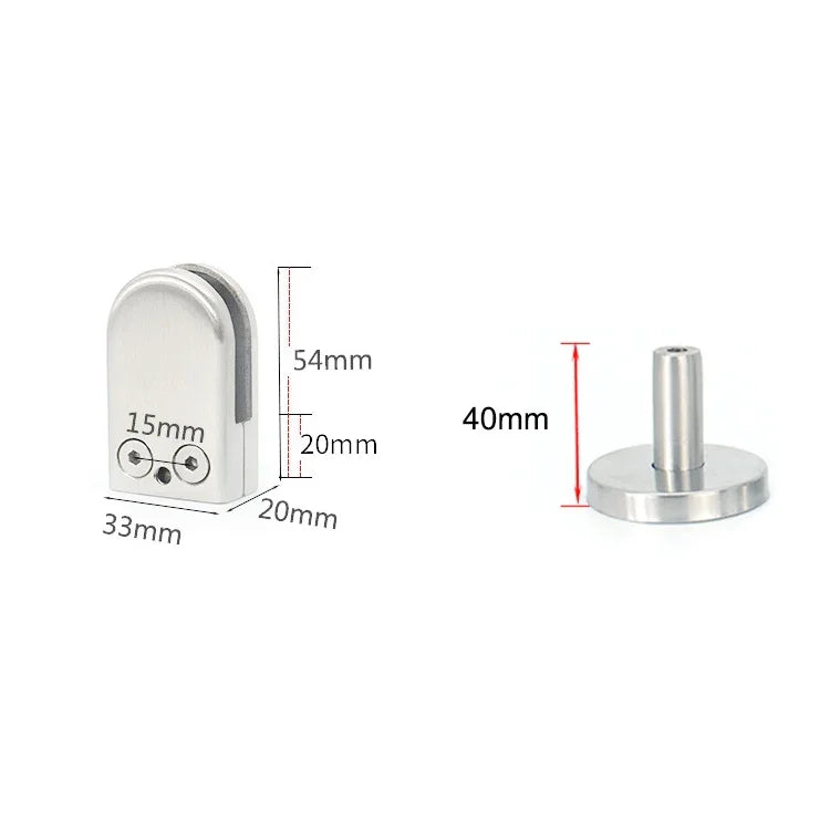 Clipe de fixação para haste de suporte de boca de peixe em vidro em aço inoxidável 304 com haste 14x40mm, Especificação: S, S, com haste 14x40mm