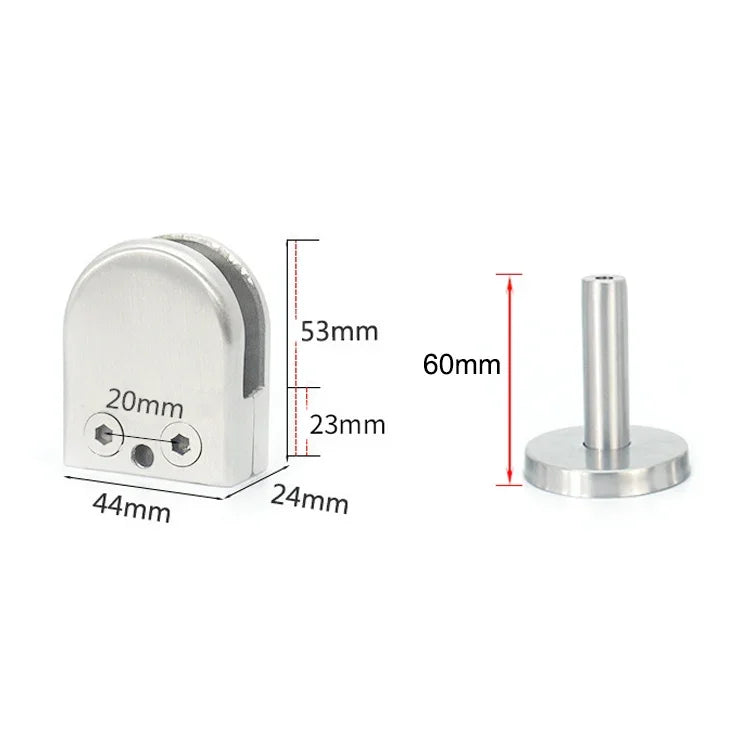 Clipe de Fixação para Vara de Suporte de Boca de Peixe em Vidro em Aço Inoxidável 304 com Vara 14x60mm, Especificação: M, M, com Vara 14x60mm