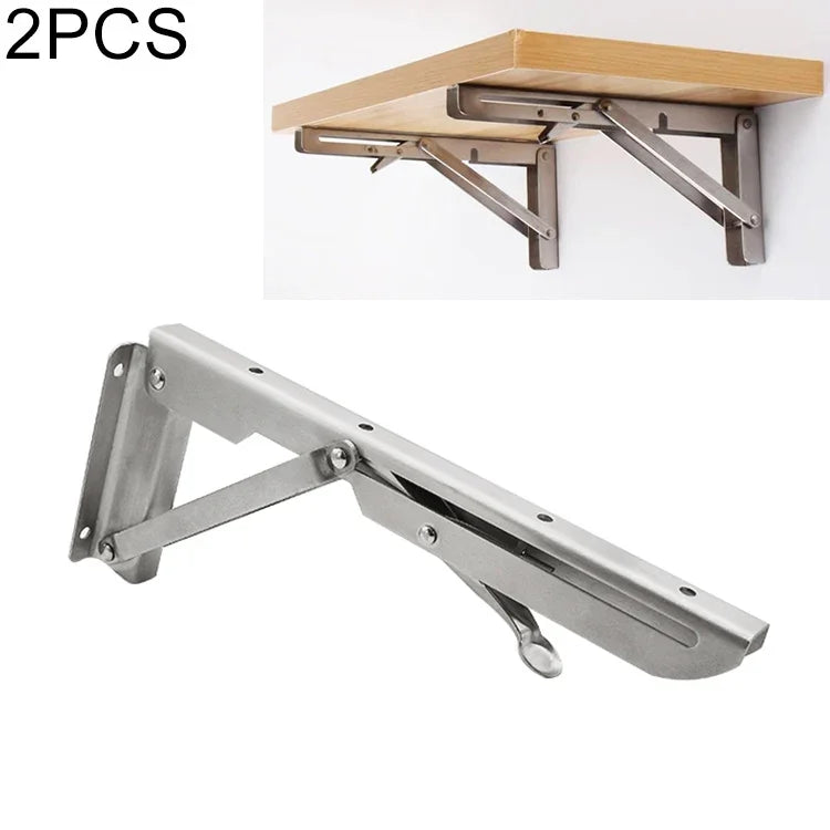 2 PCS Prateleira de Armazenamento Dobrável Montada na Parede Tipo K em Aço Inoxidável com Mola de 10 polegadas para Mesa de Jantar, 10 polegadas