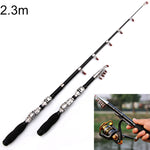 Cana de Pesca Telescópica Portátil para Pesca Marinha de 37cm, Comprimento Estendido: 2,3m, 2,3m