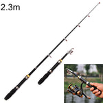 Cana de Pesca Telescópica Portátil para Pesca Marinha de 37cm, Comprimento Estendido: 2,3m, 2,3m