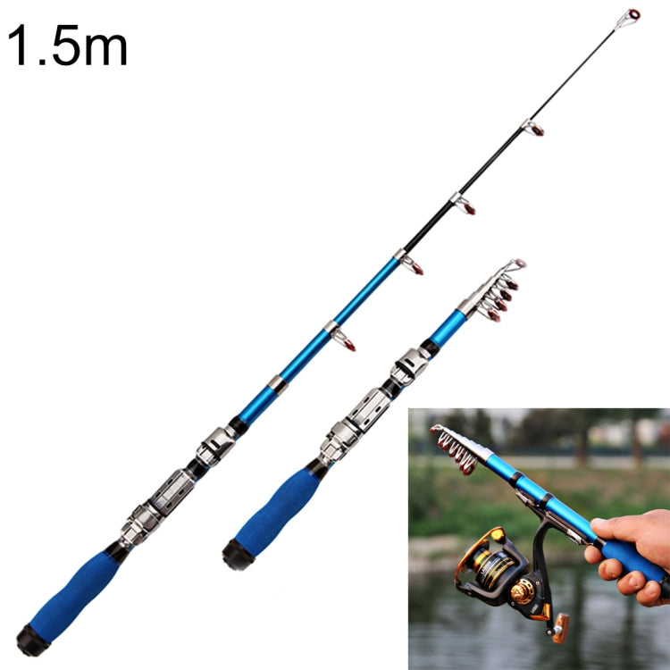 Cana de Pesca Telescópica Portátil para Pesca Marinha de 32cm, Comprimento Estendido: 1,5m, 1,5m