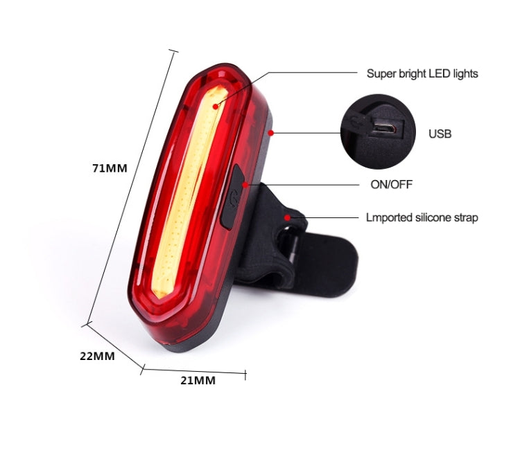 AQY-096 IPX4 luz traseira de bicicleta LED recarregável USB destacável de duas cores, branco e vermelho, azul e vermelho