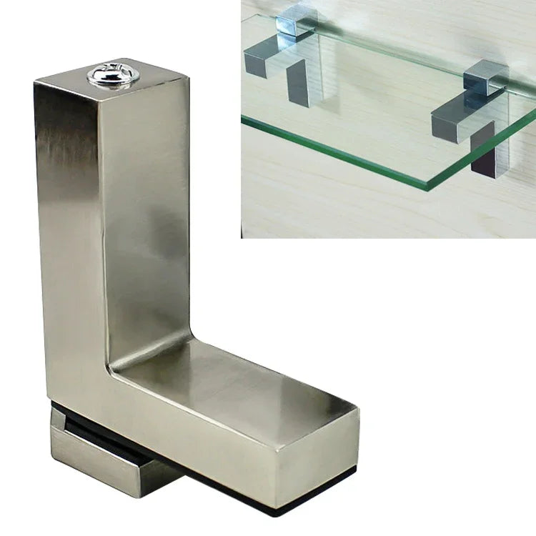 Suporte de Fixação Tipo F em Liga de Zinco Escovado para Vidro, Madeira, Prateleira, 3-24mm, Escovado