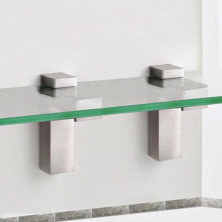 Suporte de Fixação Tipo F em Liga de Zinco Escovado para Vidro, Madeira, Prateleira, 3-24mm, Escovado