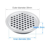 10pcs Grelha Redonda de Ventilação para Armário com Superfície Plana 29mm em Aço Inoxidável com Pequenos Furos
