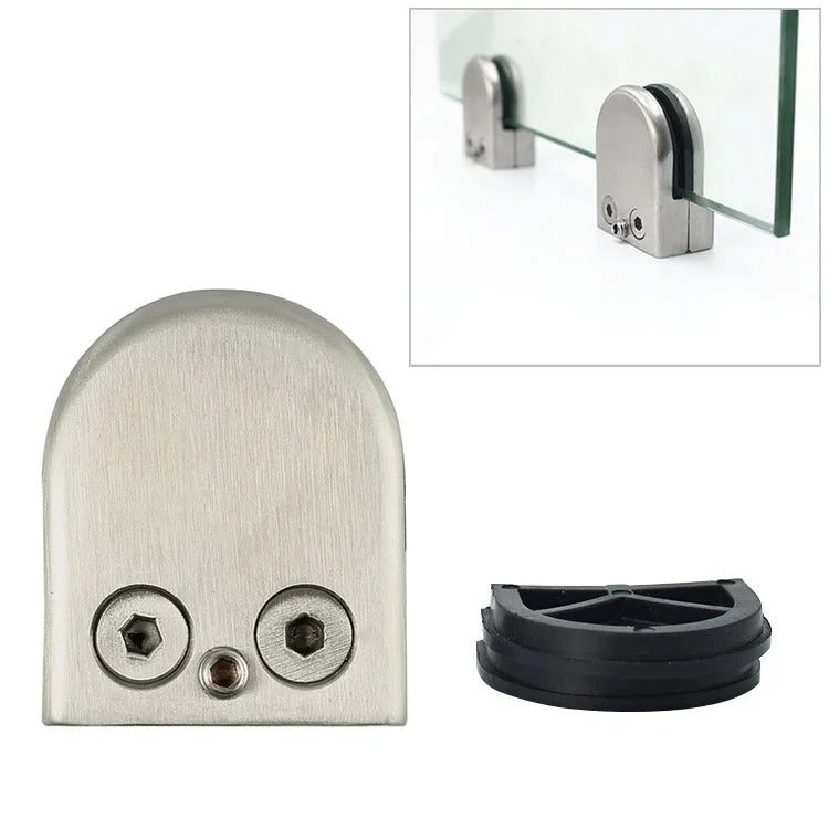 Clipe fixo para corrimão de vidro com suporte de fixação para placa de madeira, fundo plano mate polido, aço inoxidável 201, 8-12mm, fundo plano, aço inoxidável 201
