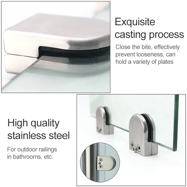9-14mm Concave Curved Bottom Matte Polished 304 Stainless Steel Fixed Clip Railing Glass Wood Layer Board Clamp Bracket, 12-16mm, Curved Bottom, 304 Stainless Steel