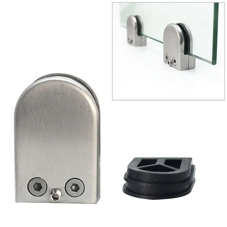 Clipe fixo para corrimão de vidro com suporte de fixação para placa de madeira, fundo plano mate polido, aço inoxidável 304, 5-8mm, fundo plano, aço inoxidável 304