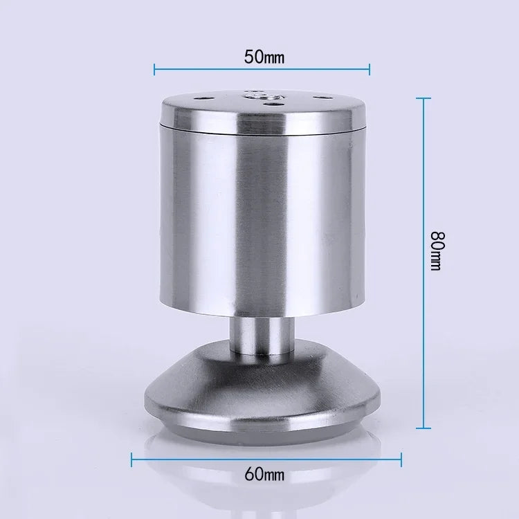 Pé para sofá, móvel ou armário, coluna espessada com acabamento em aço inoxidável escovado, altura: 80mm, 80mm