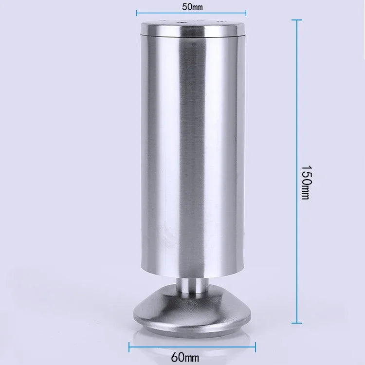 Pé para sofá, móvel ou armário, coluna espessada com acabamento em aço inoxidável escovado, altura: 150mm, 150mm