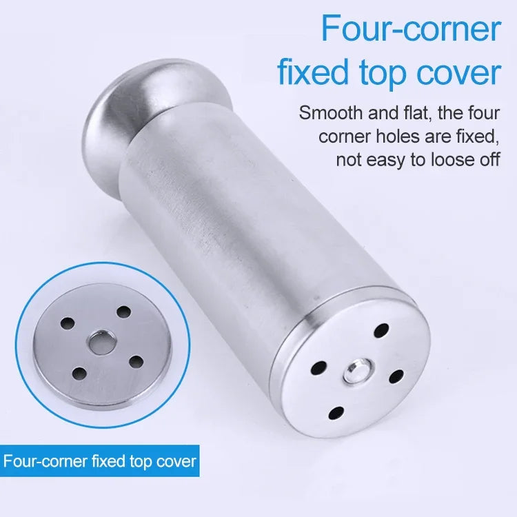 Pé para sofá, móvel ou armário, coluna espessada com acabamento em aço inoxidável escovado, altura: 150mm, 150mm