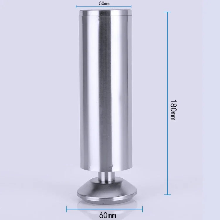 Pé para sofá, móvel ou armário, coluna espessada com acabamento em aço inoxidável escovado, altura: 180mm, 180mm