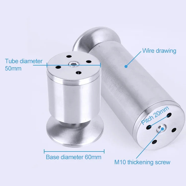 Pé para sofá, móvel ou armário, coluna espessada com acabamento em aço inoxidável escovado, altura: 180mm, 180mm
