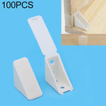 100 PCS Conector de canto espessado em plástico para móveis, suporte de placa em ângulo reto com tampa, Tamanho: L, Tamanho: L