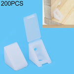 200 PCS Conector de canto espessado em plástico para móveis, suporte de placa em ângulo reto com tampa, Tamanho: S, Tamanho: S