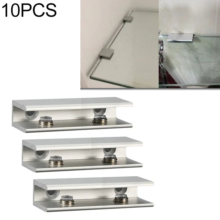 10 PCS Clipe de fixação de vidro em liga de alumínio com furo duplo, L, 8mm, L, 8mm