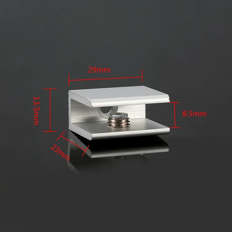 15 PCS Clipe de fixação de vidro em liga de alumínio com furo simples, S, 8mm, S, 8mm