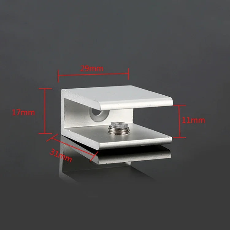10 PCS Clipe de fixação de vidro em liga de alumínio com furo simples, S, 10mm, S, 10mm