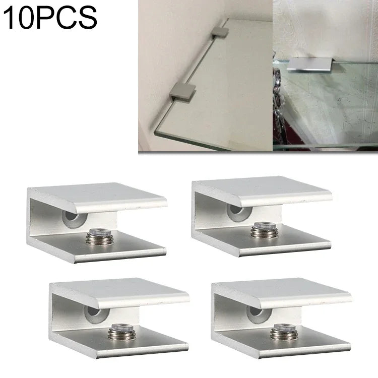 10 PCS Clipe de fixação de vidro em liga de alumínio com furo simples, S, 12mm, S, 12mm