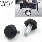 100 PCS Apoio de parafuso ajustável para móveis, M6x18 (Preto), M6x18 (Preto)