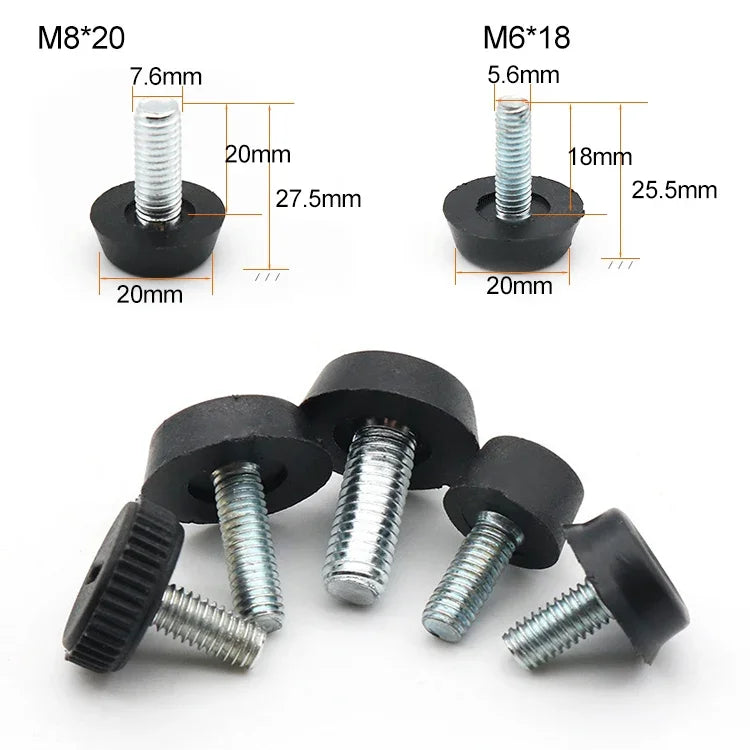 100 PCS Apoio de parafuso ajustável para móveis, M6x18 (Preto), M6x18 (Preto)