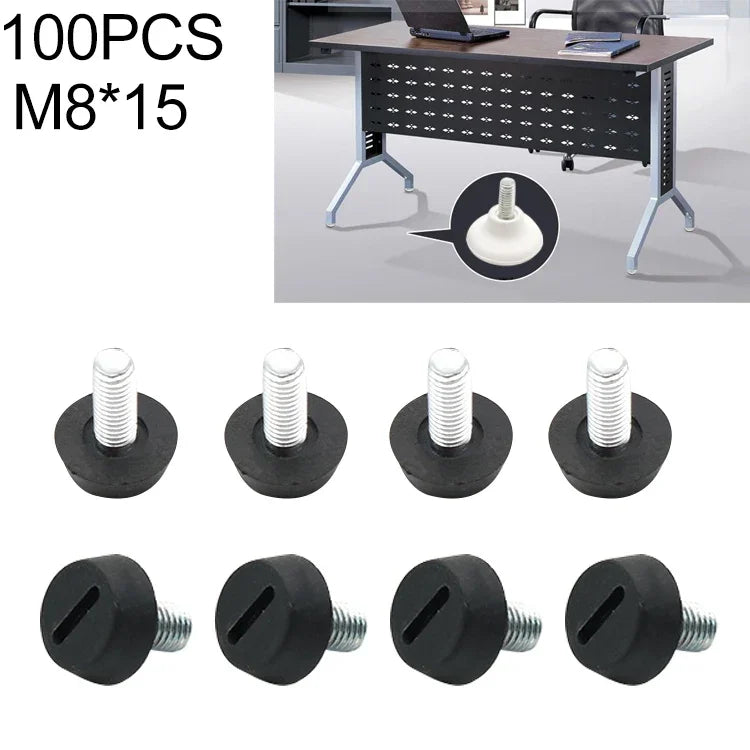 100 PCS Almofada de Pé Ajustável para Móveis Parafuso de Suporte, M8x15, M8x15
