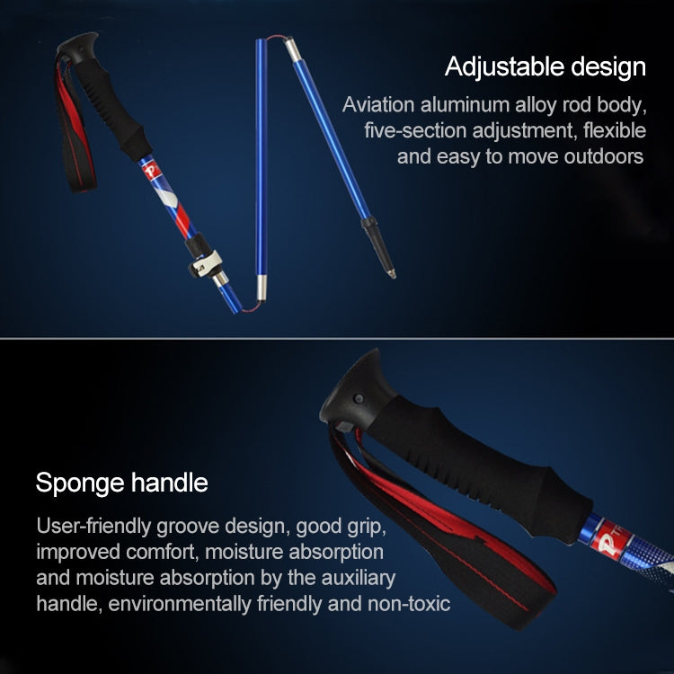 5 Node Portable Foldable Aluminium Alloy Alpenstocks Trekking Poles, Folding Length : 28.5CM, Folding Length : 28.5CM (Blue), Folding Length : 28.5CM (Red), Folding Length : 28.5CM (Black), Folding Length : 28.5CM (Green)