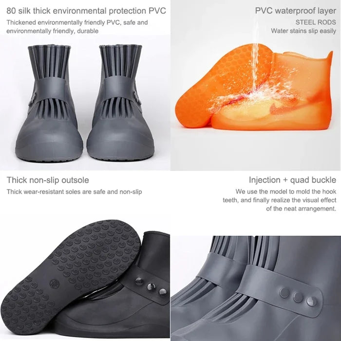 Capa de Sapato Impermeável Integrada em PVC de Moda com Solas Reforçadas Antiderrapantes Tamanho: 38-39, Tamanho: 38-39