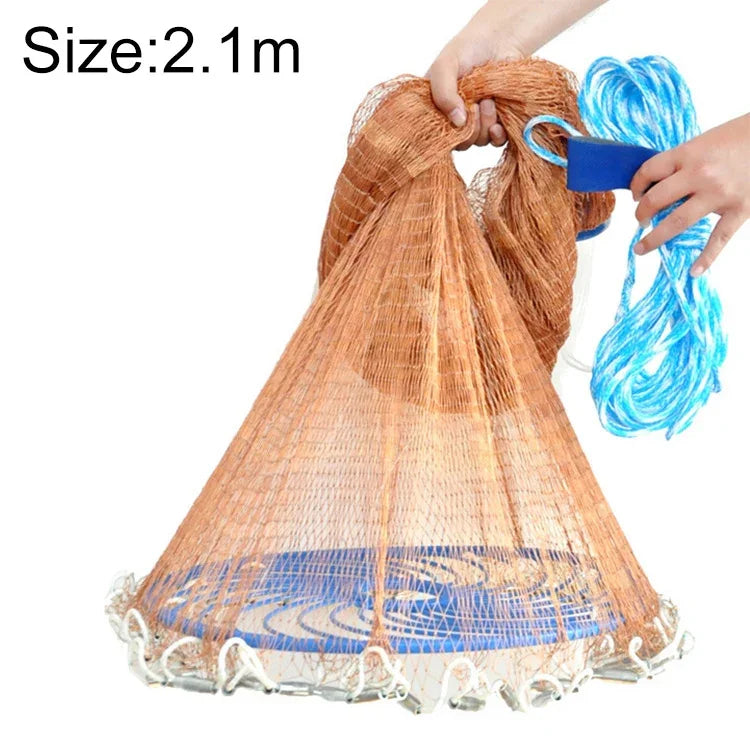 Rede de Pesca com Cordas de Pneu Disco Voador 420, Altura: 2,1m, Cordas de Pneu Disco Voador 420