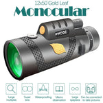 Moge 12x50 Telescópio Monocular Profissional HD Visão Noturna com Tripé, Moge 12x50 com Tripé