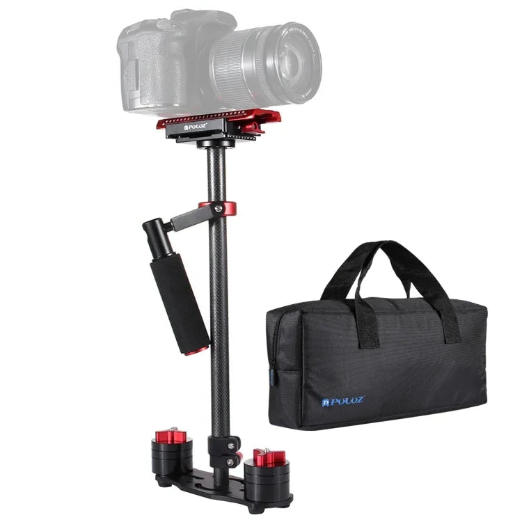 PULUZ Estabilizador Manual em Fibra de Carbono 38,5-61cm para DSLR & DV Vídeo Digital & Câmaras, Capacidade: 0,5-3kg, P60T Azul, P60T Vermelho