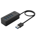 ORICO W5P-U3-30 Hub de Secretária USB 3.0 com 4 Portas e Cabo Micro USB de 30cm para Alimentação, W5P-U3-30 Preto
